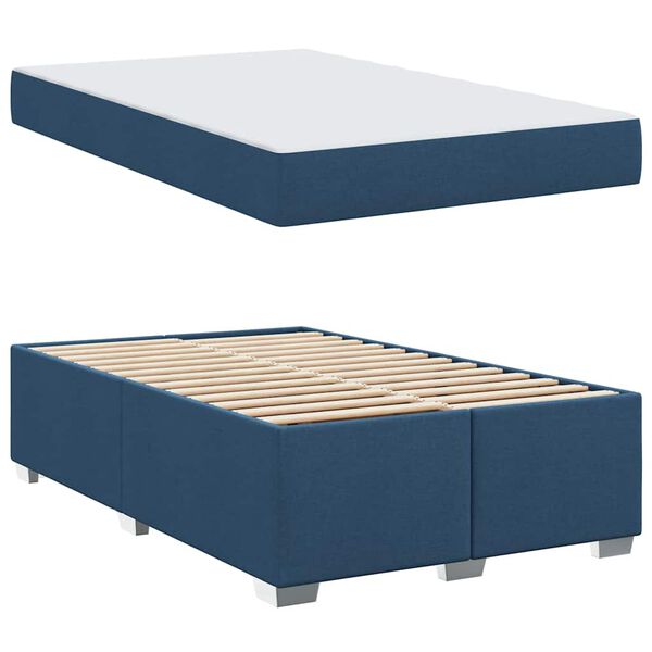vidaXL Cadre de lit avec matelas Bleu 120 x 190 cm tissu