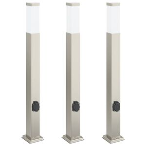 vidaXL Bornes lumineuses avec sortie lot de 3 80 cm acier inoxydable IP44