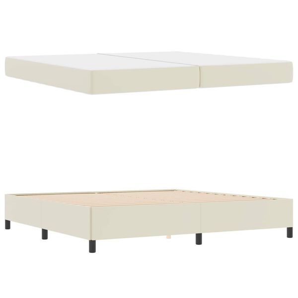 vidaXL Cadre de lit avec matelas Cr&egrave;me 200 x 200 cm tissu