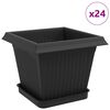 vidaXL Pots de plantes 24 pcs Noir 20 x 20 x 16 cm Plastique