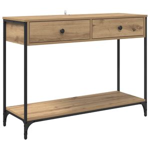 vidaXL Table console avec tiroir Ch&ecirc;ne artisanal 100 x 34,5 x 75 cm