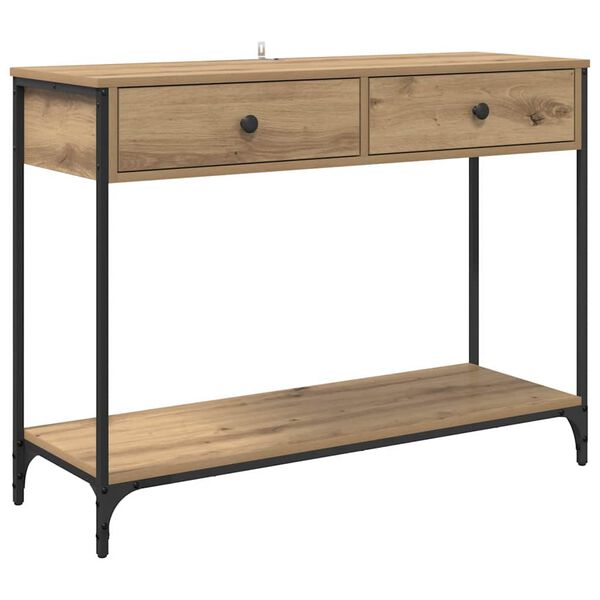 vidaXL Table console avec tiroir Ch&ecirc;ne artisanal 100 x 34,5 x 75 cm