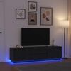 vidaXL Meuble TV avec lumi&egrave;res LED ch&ecirc;ne noir 193,5x41x50 cm