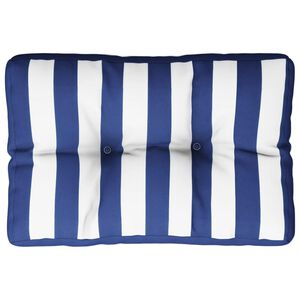 vidaXL Coussin de palette rayures bleues et blanches 50x40x12 cm tissu