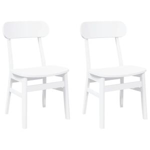 vidaXL Chaises à manger 2 pcs blanc bois massif caoutchouc