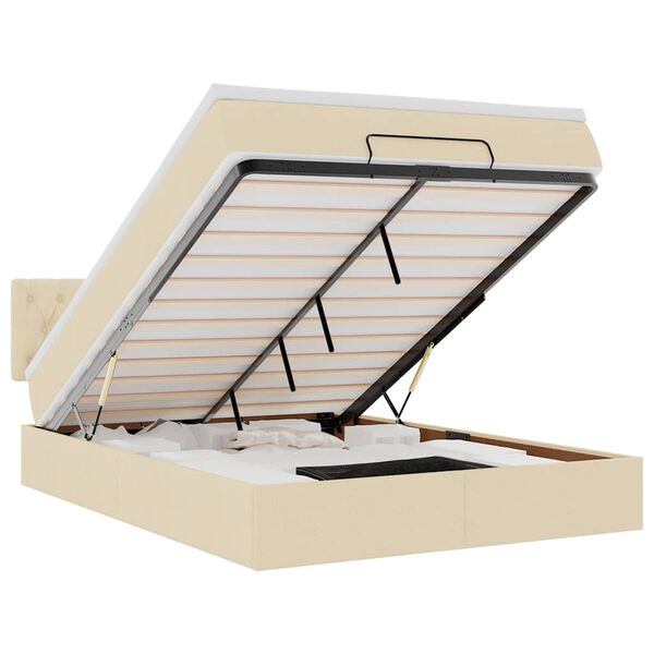 vidaXL Lit ottoman avec matelas cr&egrave;me 140x190 cm tissu