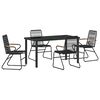 vidaXL Ensemble de salle &agrave; manger pour jardin 5 pc Noir