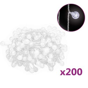 vidaXL Guirlande lumineuse Globe 20 m 200 LED Blanc froid 8 fonctions