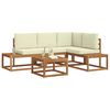 vidaXL Ensemble de canap&eacute;s d'ext&eacute;rieur 5 Pi&egrave;ce Naturel et Cr&egrave;me
