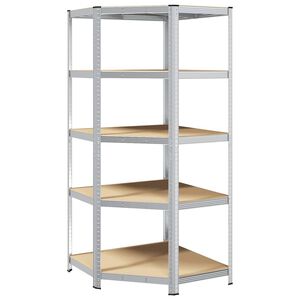 vidaXL &Eacute;tag&egrave;re d'angle Argent&eacute; 90 x 90 x 198 cm Bois d'ing&eacute;nierie