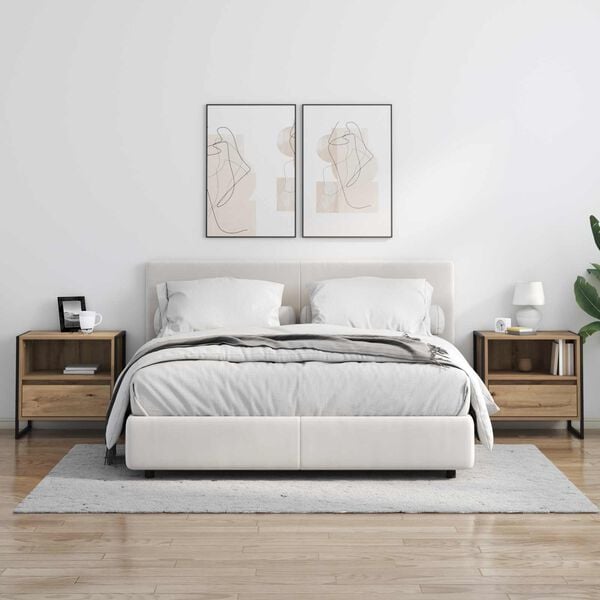 vidaXL Table de chevet avec tiroir Ch&ecirc;ne artisan 50 x 39,5 x 50 cm