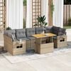 vidaXL Salon de jardin avec coussins 8 pcs beige r&eacute;sine tress&eacute;e