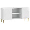 vidaXL Meuble TV 102 x 34,5 x 50 cm Blanc brillant Bois d'ing&eacute;nierie