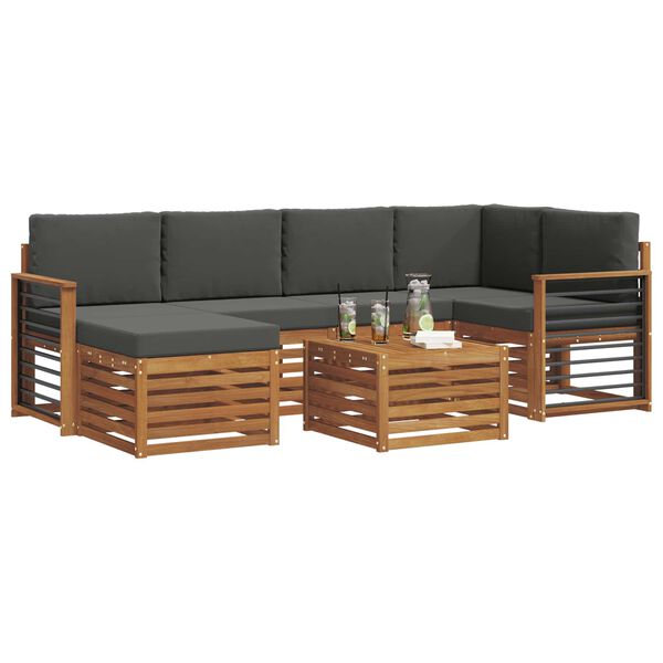 vidaXL Ensembles de canap&eacute;s avec coussin 7 pcs Naturel et Anthracite