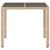 vidaXL Table de jardin dessus en verre beige 90x90x75cm résine tressée