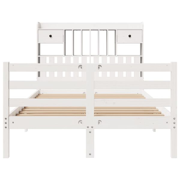 vidaXL Lit bibliothèque sans matelas blanc 135x190 cm bois pin massif