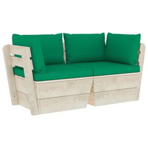 vidaXL Canap&eacute; palette &agrave; 2 places de jardin avec coussins Bois d'&eacute;pic&eacute;a