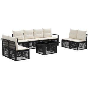 vidaXL Ensemble de canap&eacute; de jardin 9 pc Noir et blanc cr&egrave;me polyrotin