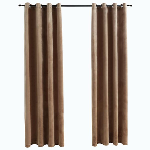 vidaXL Rideaux occultants avec anneaux 2 pcs Velours Beige 140x225 cm