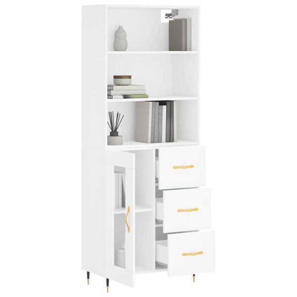 vidaXL Buffet haut Blanc 69,5x34x180 cm Bois d'ing&eacute;nierie