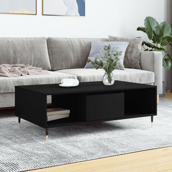 vidaXL Table basse noir 104x60x35 cm bois d'ingénierie