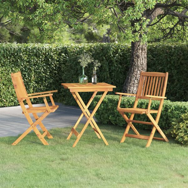 vidaXL Ensemble &agrave; manger de jardin pliable 3 pcs Bois d'acacia solide