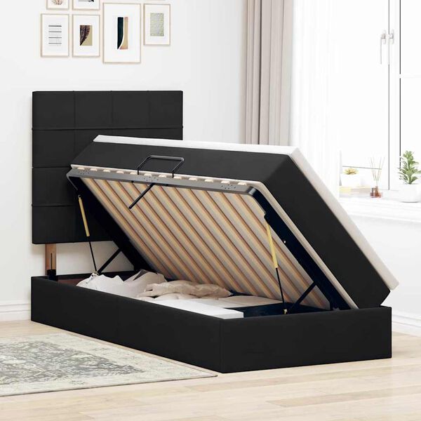vidaXL Lit avec rangement et LED avec matelas Noir 90 x 190 cm Velours