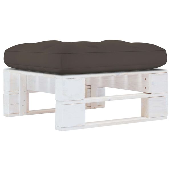 vidaXL Pouf palette de jardin Bois de pin impr&eacute;gn&eacute; de blanc
