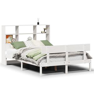 vidaXL Lit biblioth&egrave;que sans matelas blanc 120x200 cm bois pin massif
