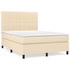vidaXL Sommier &agrave; lattes de lit avec matelas Cr&egrave;me 140x200 cm Tissu