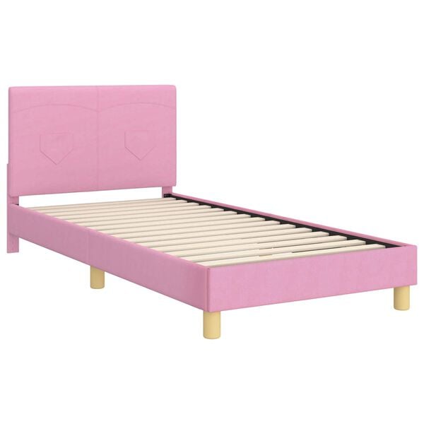 vidaXL Cadre de lit pour enfants avec tête de lit Rose 90 x 190 cm