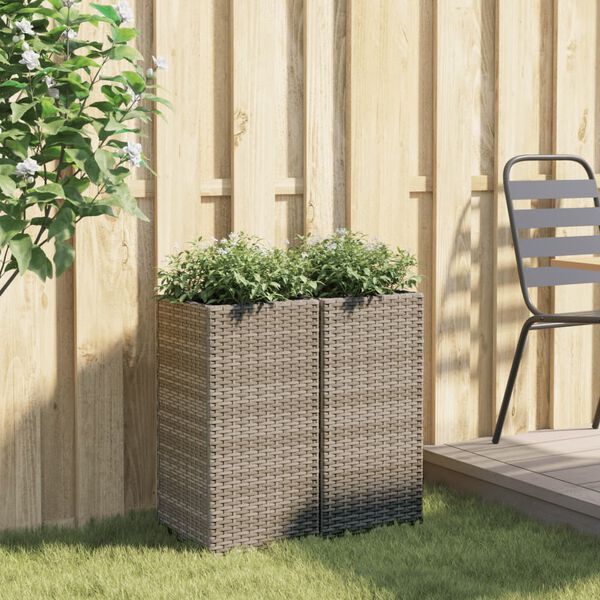 vidaXL Jardini&egrave;res 2 pcs gris 30x30x60 cm r&eacute;sine tress&eacute;e