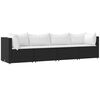 vidaXL Salon de jardin 4 pcs avec coussins Noir R&eacute;sine tress&eacute;e