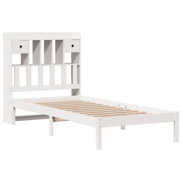vidaXL Lit biblioth&egrave;que sans matelas blanc 75x190cm bois de pin massif