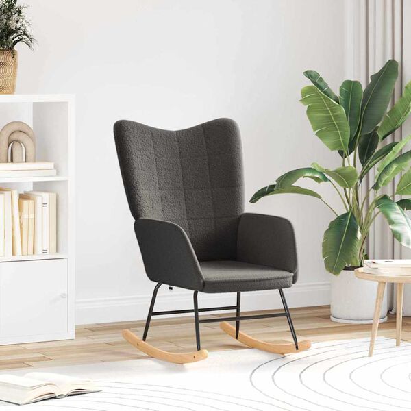 vidaXL Chaise à bascule Gris foncé Tissu Sherpa