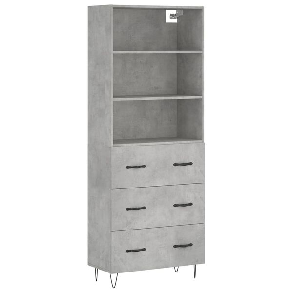 vidaXL Buffet haut Gris b&eacute;ton 69,5x34x180 cm Bois d'ing&eacute;nierie