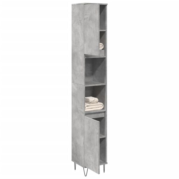 vidaXL Armoire de salle de bain gris b&eacute;ton 30x30x190 cm