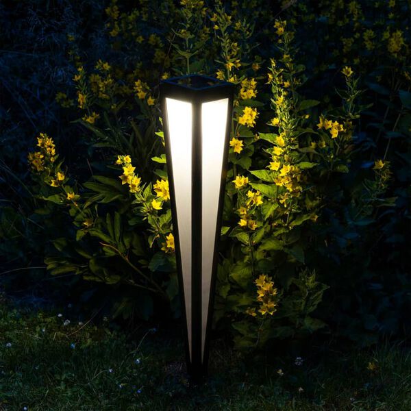 HI Lampe sur piquet solaire &agrave; LED de jardin 75 cm Noir