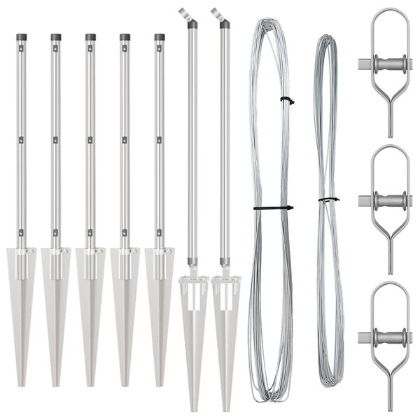 vidaXL Poteaux de clôture 7 pcs Argent Ø32mm 80 cm Acier galvanisé