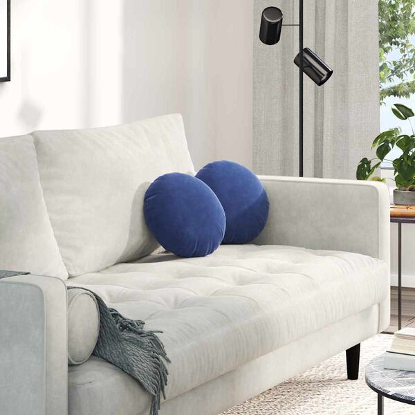 vidaXL Coussins de siège 2 pcs Bleu police Ø 40 x 13 cm Velours