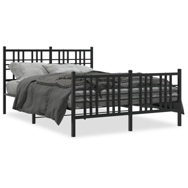 vidaXL Cadre de lit m&eacute;tal sans matelas avec pied de lit noir 140x200cm