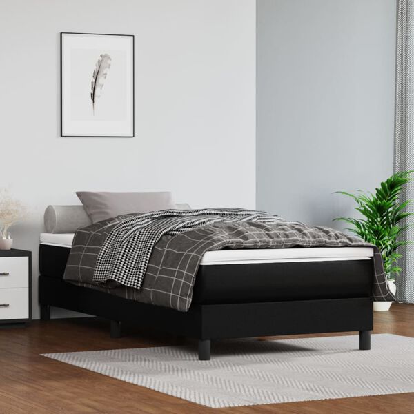 vidaXL Sommier à lattes de lit avec matelas Noir 100x200 cm Similicuir