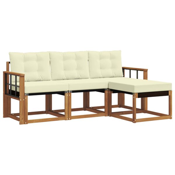 vidaXL Ensemble de canap&eacute;s d'ext&eacute;rieur 4 pcs Naturel et Cr&egrave;me