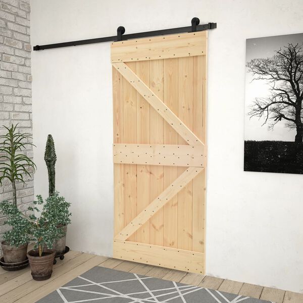 vidaXL Porte coulissante et kit de quincaillerie 100x210 cm Pin massif