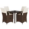 vidaXL Ensemble &agrave; manger de jardin 5 pcs et coussins marron poly rotin