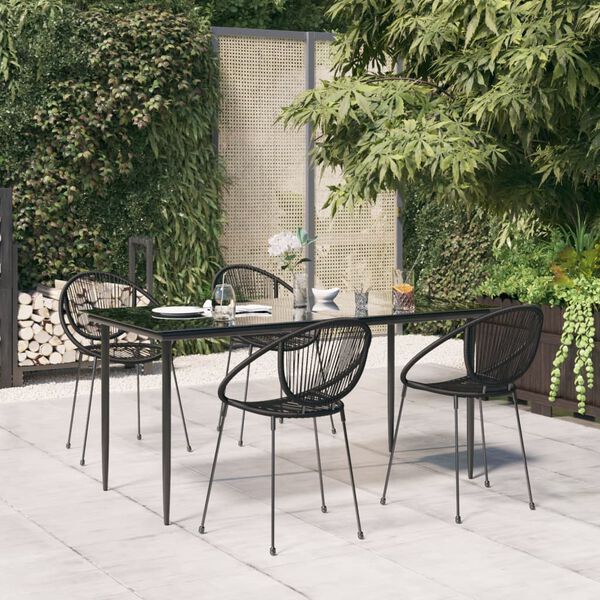 vidaXL Ensemble à manger de jardin 5 pcs Noir Rotin PVC
