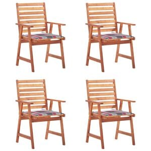 vidaXL Chaises &agrave; manger d'ext&eacute;rieur lot de 4 et coussins Acacia massif