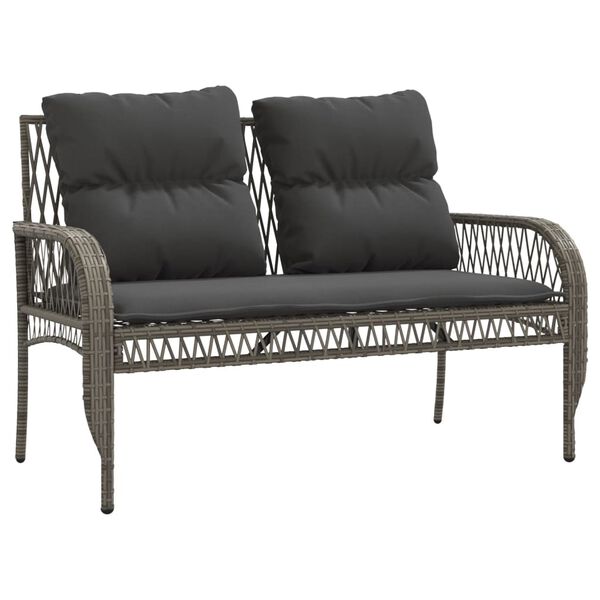 vidaXL Salon de jardin 4 pcs avec coussins gris résine tressée