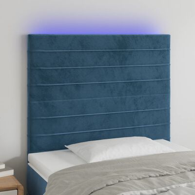 vidaXL Tête de lit à LED Bleu foncé 100x5x118/128 cm Velours