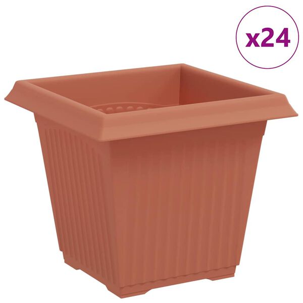 vidaXL Pot de Fleurs Carr&eacute; 24 pcs Rouge brique 16 x 16 x 14 cm